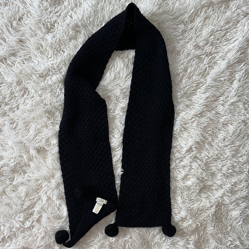 kate spade Black Kids Hat with Pom Poms